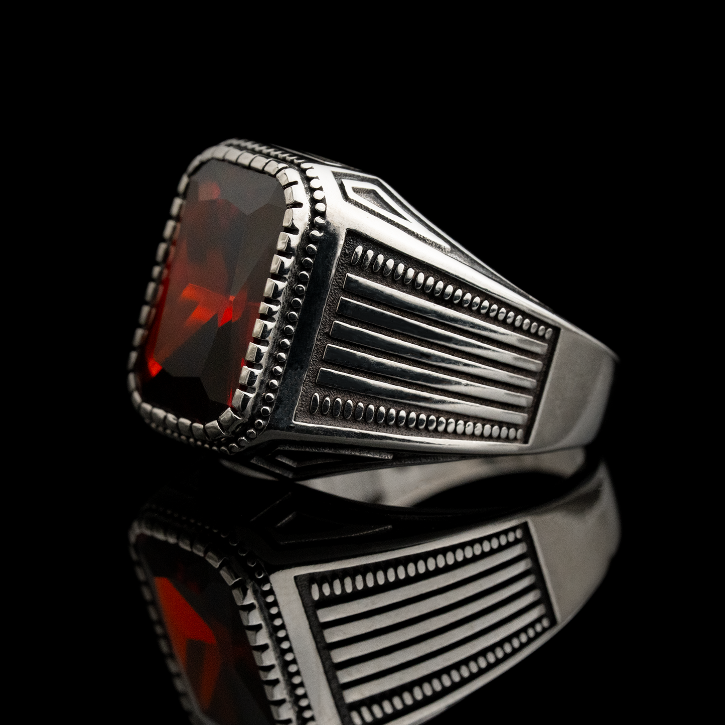 Anillo Olivo Rojo Plata