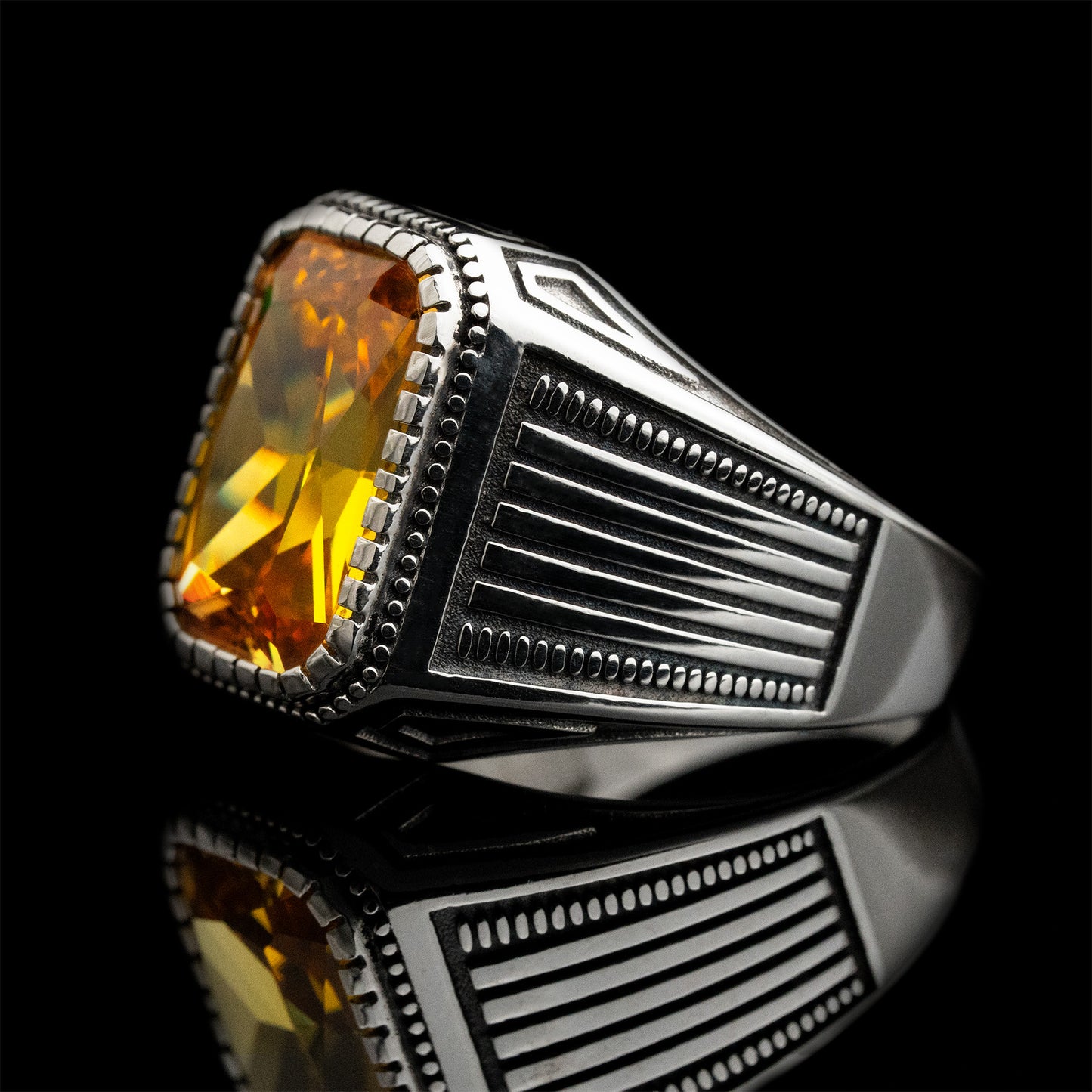 Anillo Olivo Naranja Plata