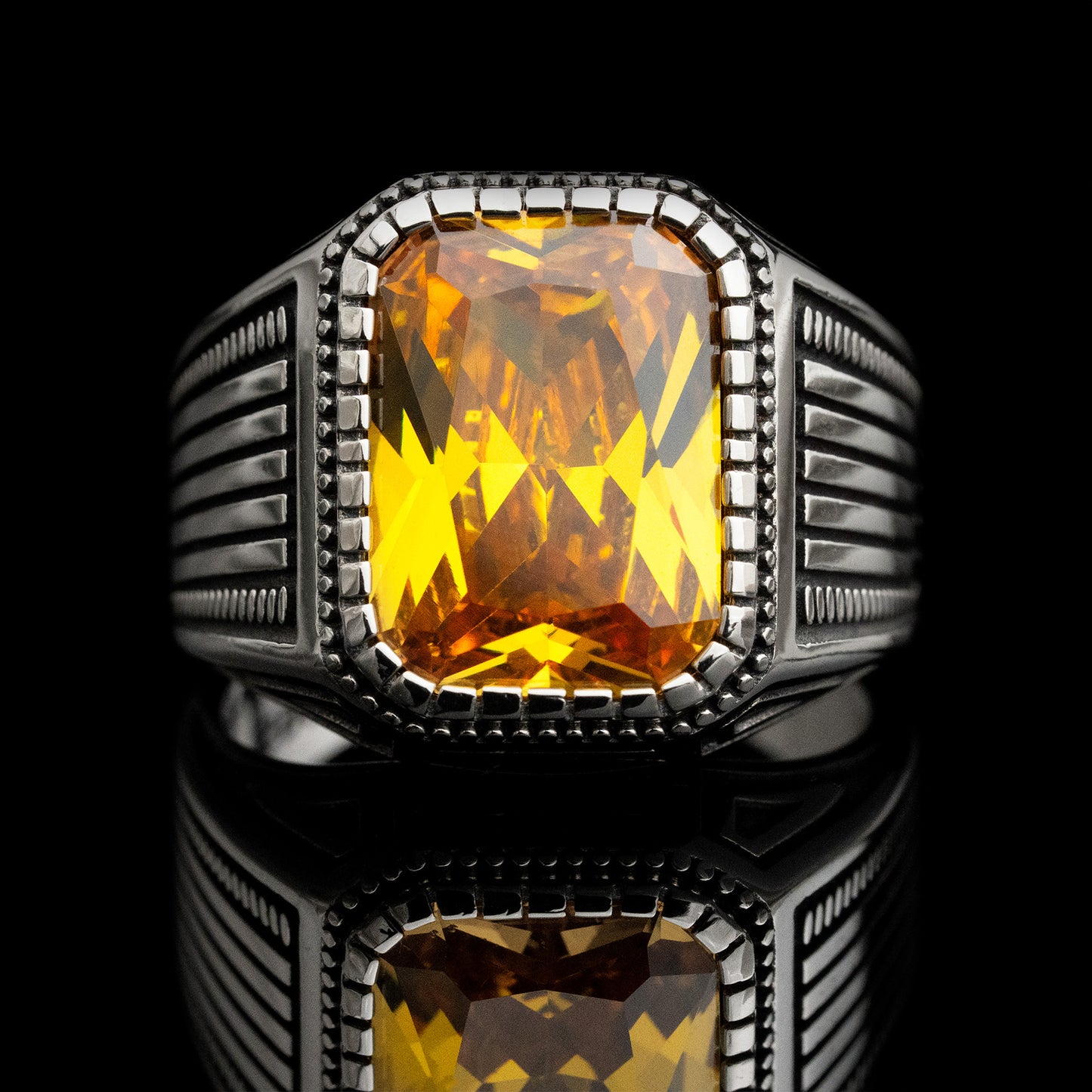 Anillo Olivo Naranja Plata