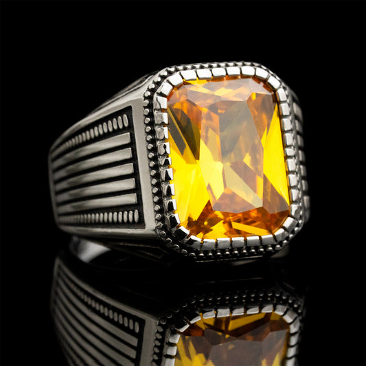 Anillo Olivo Naranja Plata