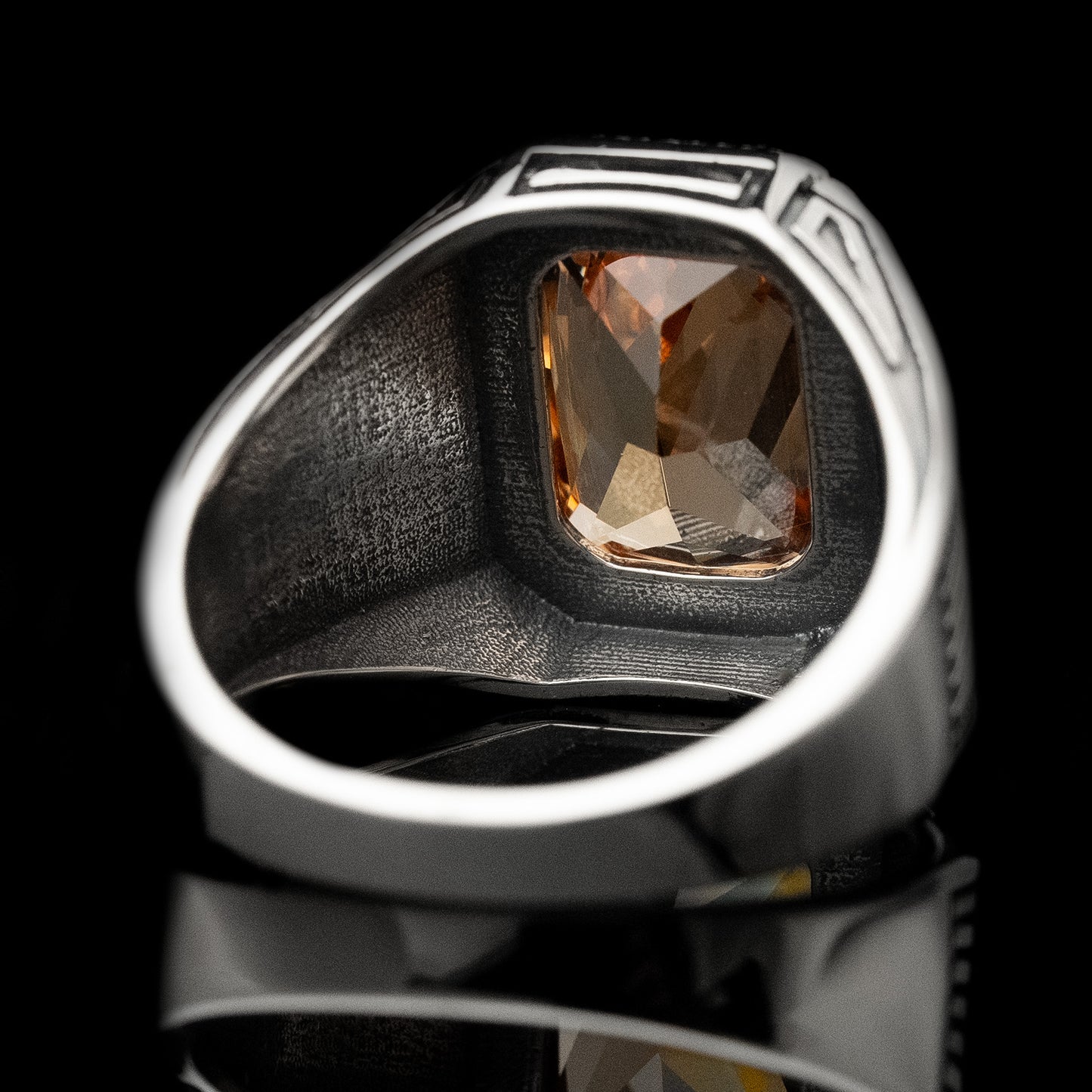 Anillo Olivo Café Ahumado Plata
